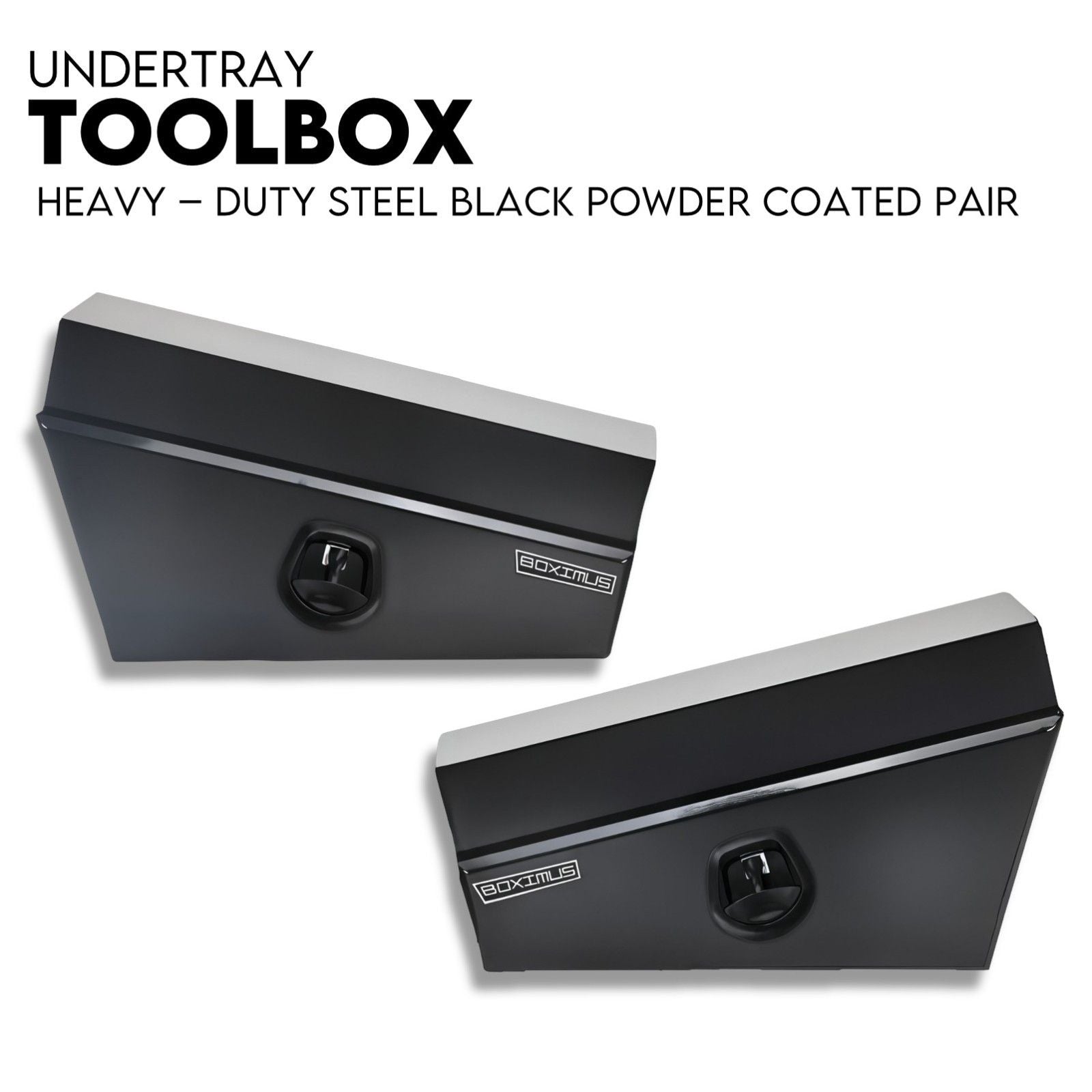 750mm Pair of Under Tray Undertray Tool Box Steel Underbody Toolbox V379-UTSBLCK750