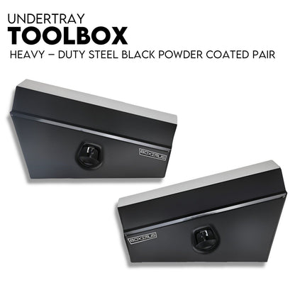 750mm Pair of Under Tray Undertray Tool Box Steel Underbody Toolbox V379-UTSBLCK750