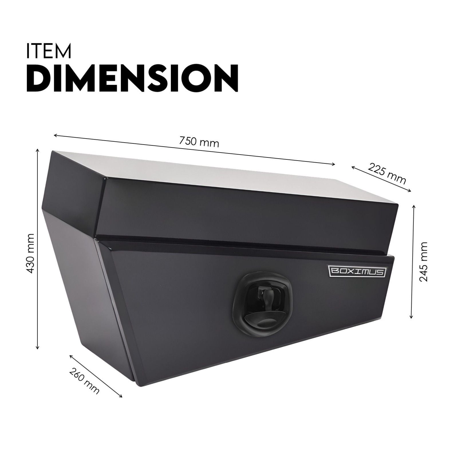 750mm Pair of Under Tray Undertray Tool Box Steel Underbody Toolbox V379-UTSBLCK750