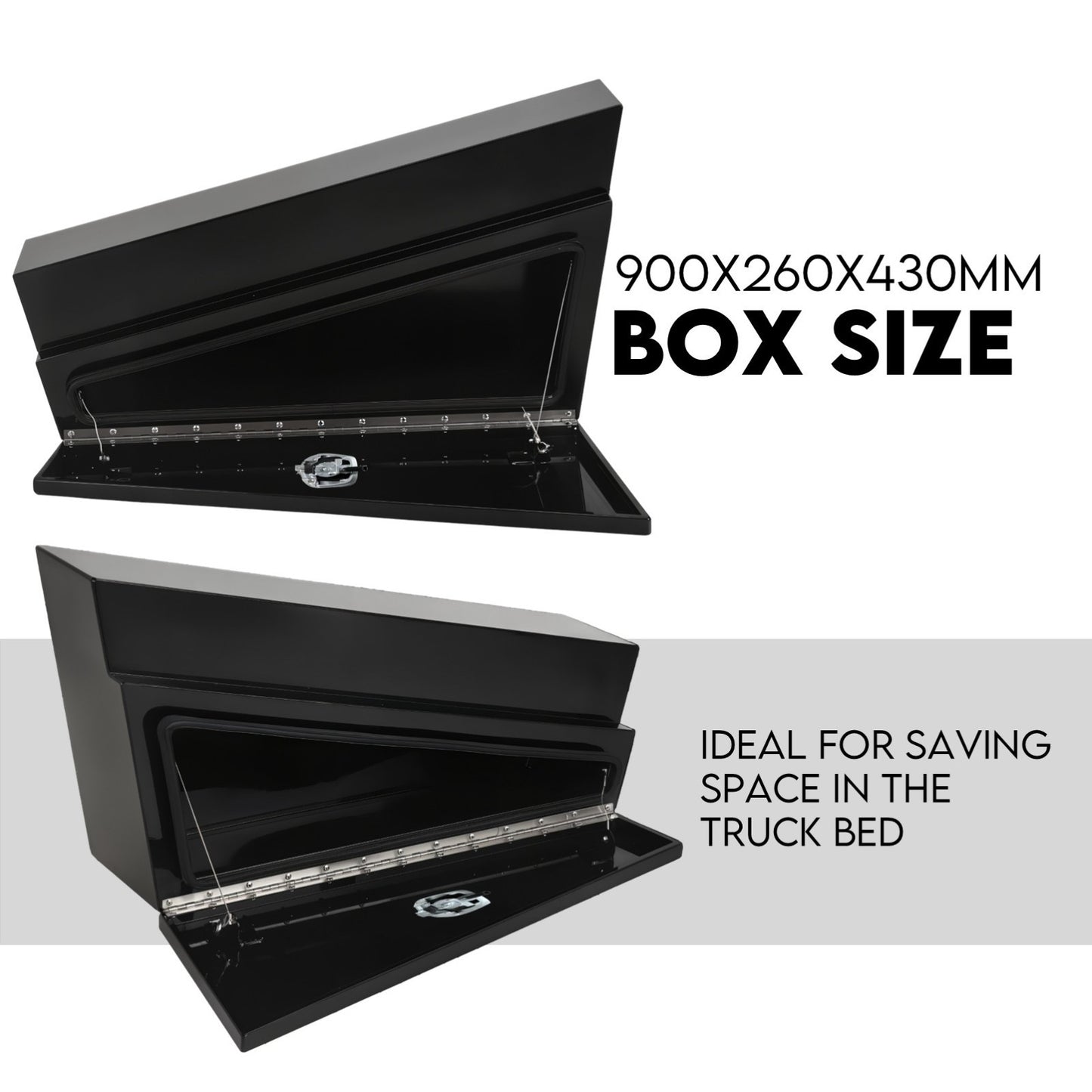 900mm Black Pair of Under Tray Undertray Tool Box Steel Underbody Toolbox Truck V379-UTSBLCK900