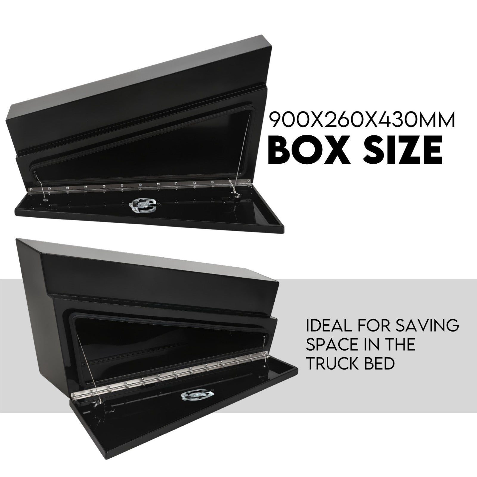 900mm Black Pair of Under Tray Undertray Tool Box Steel Underbody Toolbox Truck V379-UTSBLCK900