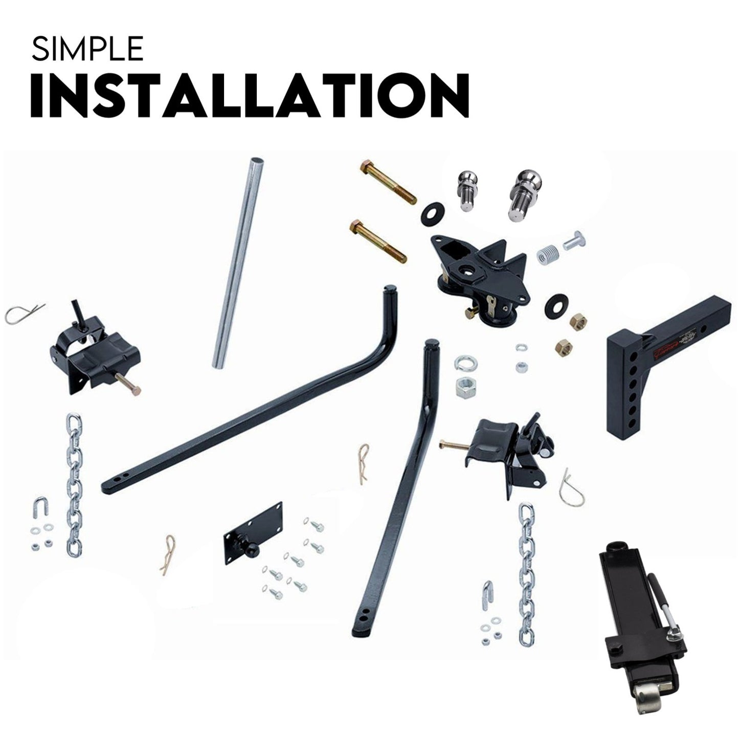 800lbs Weight Distribution Hitch System Load Leveller Caravan Anti Sway Bars V379-WGHTDIS800