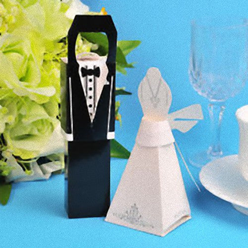 100 Pack of 50 Bride and 50 Groom Wedding Bridal Bomboniere Favor Candy Choc Almond Box - Kate Aspen Design V382-100BRIDEGROOMBXKA
