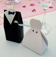 100 Pack of 50 Bride Gown and 50 Groom Tux Wedding Bridal Bomboniere Favor Candy Choc Almond Box - NW V382-100BRIDEGROOMBXNW