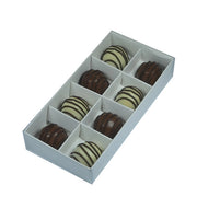 100 Pack of White Card Chocolate Sweet Soap Product Retail Gift Box - 8 bay 3cm Compartments - Clear Slide On V382-100CHOC8BAY