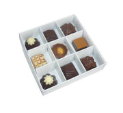 100 Pack of White Card Chocolate Sweet Soap Product Retail Gift Box - 9 bay 4x4x3cm Compartments - Clear V382-100CHOC9BAY