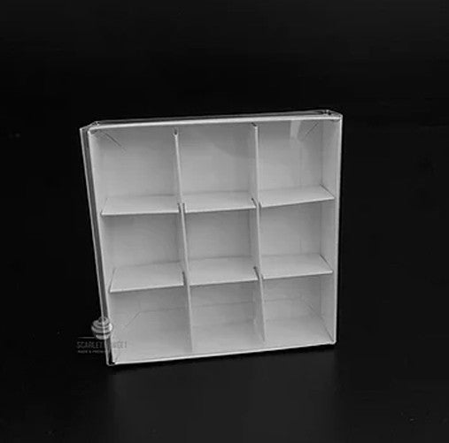 100 Pack of White Card Chocolate Sweet Soap Product Retail Gift Box - 9 bay 4x4x3cm Compartments - Clear V382-100CHOC9BAY