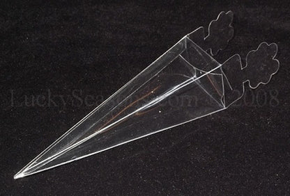 100 Pack of Clear Pyramid Triangle Shaped Small Clear Gift Box - Bomboniere Jewelry Gift Party Favor Model V382-100CONEPVCBOX
