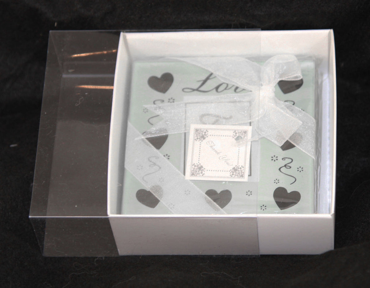 100 Pack of 8cm Square Wedding Invitation Coaster Favor Function product Presentation Cookie Biscuit V382-100INVBOXWH8X8X2