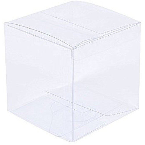 100 Pack of 9cm Sqaured Cube Gift Box - Product Showcase Clear Plastic Shop Display Storage Packaging Box V382-100PVC9X9X9