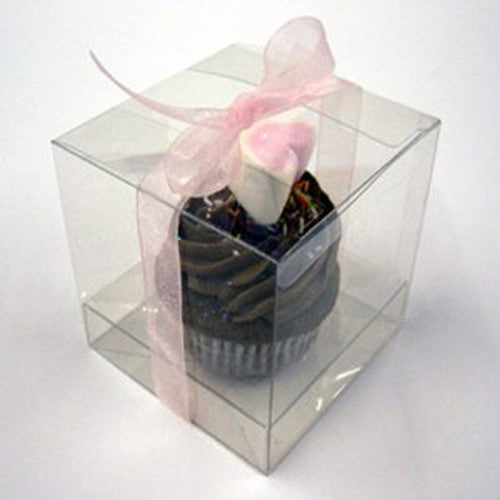 100 Pack of 9cm Sqaured Cube Gift Box - Product Showcase Clear Plastic Shop Display Storage Packaging Box V382-100PVC9X9X9