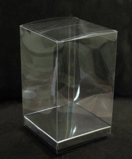 100 Pack of 5x8cm Clear PVC Plastic Folding Packaging Small rectangle/square Boxes for Wedding Jewelry Gift V382-100RECTPVC5X5X8