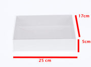 100 Pack of White Card Box - Clear Slide On Lid - 17 x 25 x 5cm - Large Beauty Product Gift Giving Hamper V382-100WHITEHAMP17X25X5