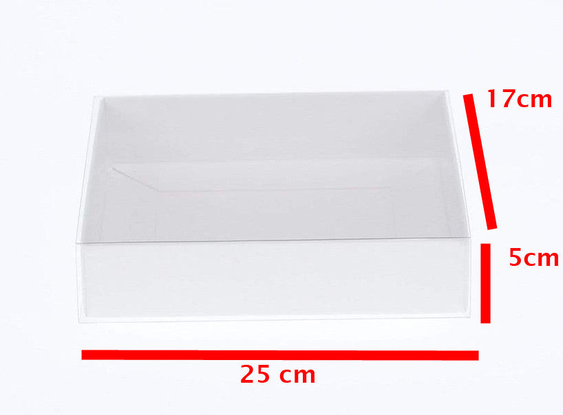 100 Pack of White Card Box - Clear Slide On Lid - 17 x 25 x 5cm - Large Beauty Product Gift Giving Hamper V382-100WHITEHAMP17X25X5