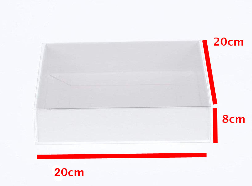 100 Pack of White Card Square Box - Clear Slide On Lid - 20 x 20 x 8cm - Large Beauty Product Gift Giving V382-100WHITEHAMP20X20X8