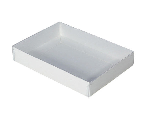 100 Pack of White Card Square Box - Clear Slide On Lid - 20 x 20 x 8cm - Large Beauty Product Gift Giving V382-100WHITEHAMP20X20X8
