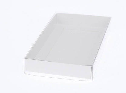 100 Pack of White Card Square Box - Clear Slide On Lid - 20 x 20 x 8cm - Large Beauty Product Gift Giving V382-100WHITEHAMP20X20X8