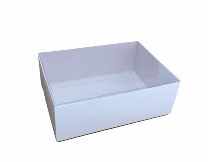 100 Pack of White Card Square Box - Clear Slide On Lid - 20 x 20 x 8cm - Large Beauty Product Gift Giving V382-100WHITEHAMP20X20X8
