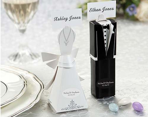 10 Pack of 5 Bride and 5 Groom Wedding Bridal Bomboniere Favor Candy Choc Almond Box - Kate Aspen Design V382-10BRIDEGROOMBXKA