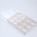 10 Pack of White Card Chocolate Sweet Soap Product Retail Gift Box - 12 bay 4x4x3cm Compartments - Clear V382-10CHOC12BAY