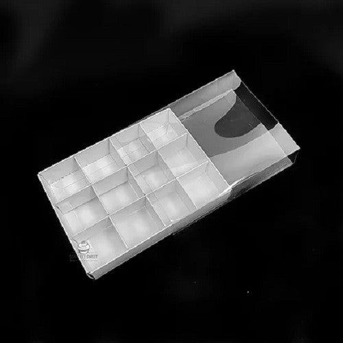 10 Pack of White Card Chocolate Sweet Soap Product Retail Gift Box - 12 bay 4x4x3cm Compartments - Clear V382-10CHOC12BAY
