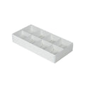 10 Pack of White Card Chocolate Sweet Soap Product Retail Gift Box - 8 bay 3cm Compartments - Clear Slide On V382-10CHOC8BAY