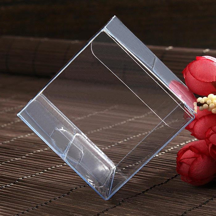10 Pack of 7cm Clear PVC Plastic Folding Packaging Small rectangle/square Boxes for Wedding Jewelry Gift V382-10PVC7X7X7