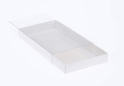 10 Pack of White Card Box - Clear Slide On Lid - 30 x 20 x 8cm - Large Beauty Product Gift Giving Hamper Tray V382-10WHITEHAMP30X20X8