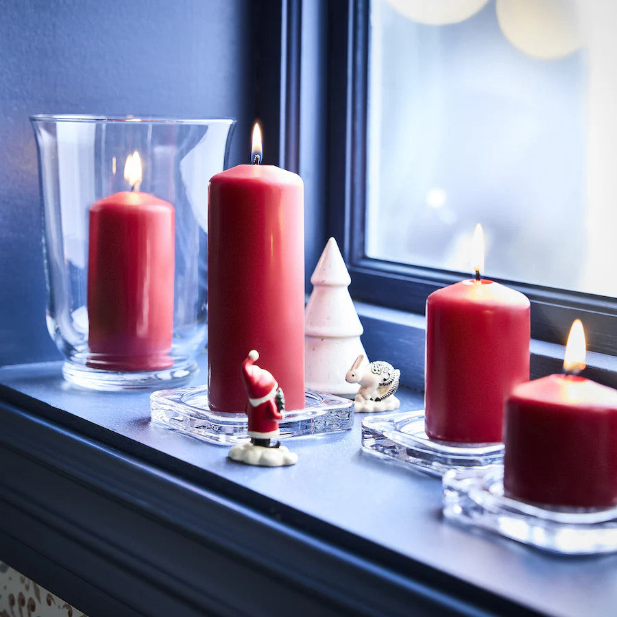 4 Pack Red Wax Pillar Advent Candles Xmas Wedding Party Table Room Centrepiece Decor Graduated sized 6 to V382-4REDWAXPILLAR