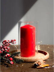 4 Pack Red Wax Pillar Advent Candles Xmas Wedding Party Table Room Centrepiece Decor Graduated sized 6 to V382-4REDWAXPILLAR