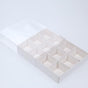 50 Pack of White Card Chocolate Sweet Soap Product Retail Gift Box - 12 bay 4x4x3cm Compartments - Clear V382-50CHOC12BAY
