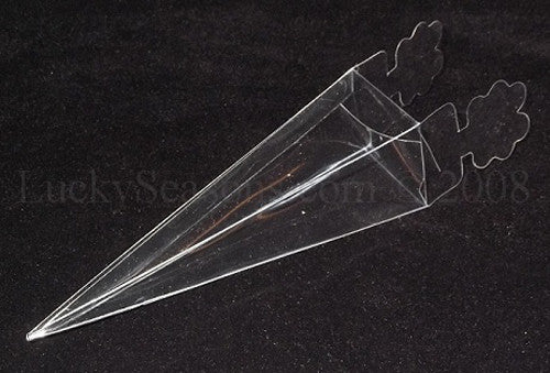 50 Pack of Clear Pyramid Triangle Shaped Small Clear Gift Box - Bomboniere Jewelry Gift Party Favor Model V382-50CONEPVCBOX