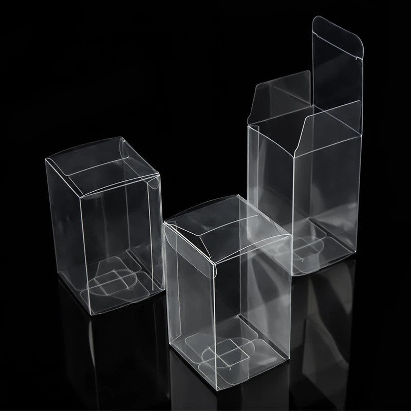 50 Pack of 5x8cm Clear PVC Plastic Folding Packaging Small rectangle/square Boxes for Wedding Jewelry Gift V382-50RECTPVC5X5X8