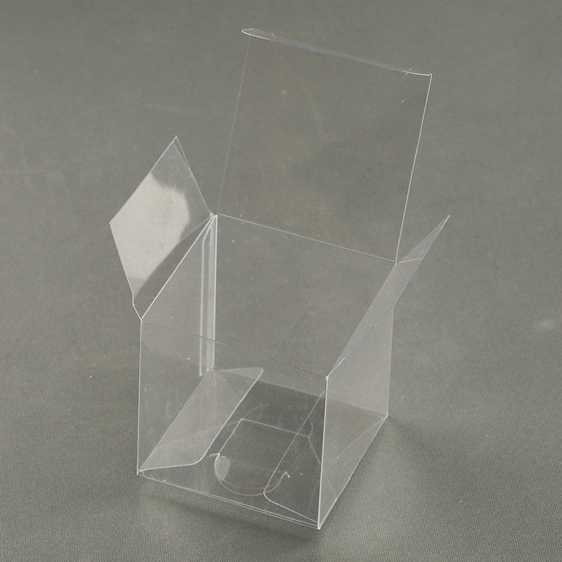 50 Pack of 8x8x10cm Clear PVC Plastic Folding Packaging Small rectangle/square Boxes for Wedding Jewelry Gift V382-50RECTPVC8X8X10