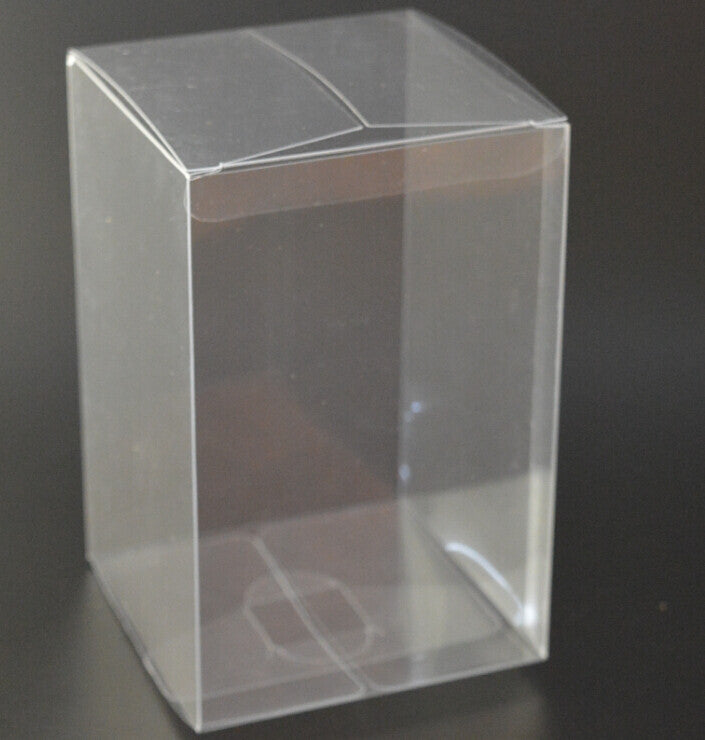 50 Pack of 8x8x10cm Clear PVC Plastic Folding Packaging Small rectangle/square Boxes for Wedding Jewelry Gift V382-50RECTPVC8X8X10