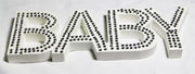 White Baby Nursery 30cm Sign Plaque Plate with Diamantes Newborn Gift Homeware Bedroom Decoration Wall Art V382-BABYPLAQUEWH