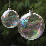 20 x Glass Bauble 8cm Diameter Round Clear with Silver Cap - table or tree centrepice personal memory theme V382-BAUBLE8CMX20