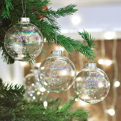 20 x Glass Bauble 8cm Diameter Round Clear with Silver Cap - table or tree centrepice personal memory theme V382-BAUBLE8CMX20