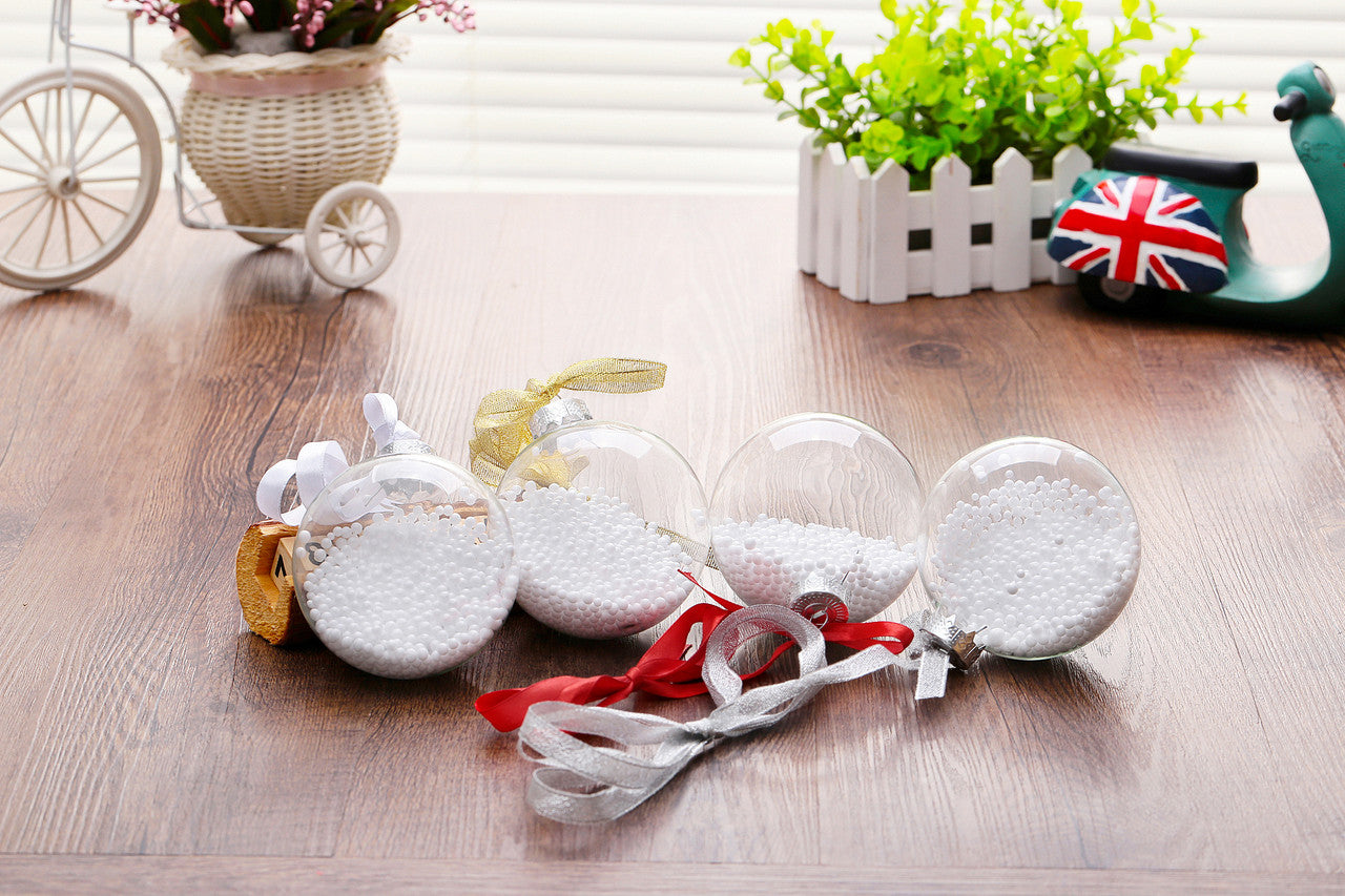 20 x Glass Bauble 8cm Diameter Round Clear with Silver Cap - table or tree centrepice personal memory theme V382-BAUBLE8CMX20