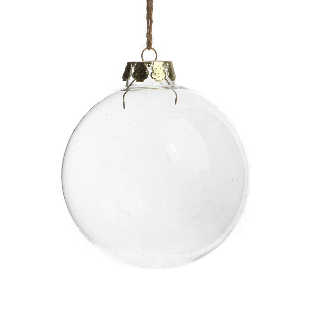 4 x Glass Bauble 8cm Diameter Round Clear with Silver Cap - table or tree centrepice personal memory theme V382-BAUBLE8CMX4