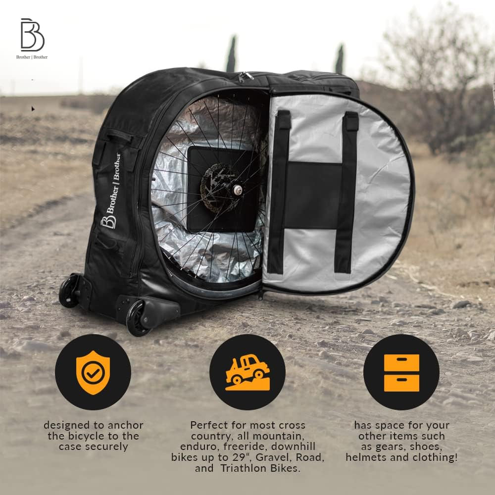 BROTHER BROTHER Bike Travel Bag Case Plane Boat Shipping Transport, Fits Cross Country All Mountain Bike, V382-BBROTHERBK012