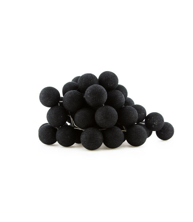 1 Set of 20 LED Black 5cm Cotton Ball Battery Powered String Lights Christmas Gift Home Wedding Party Bedroom V382-BLACKBALLBATT20