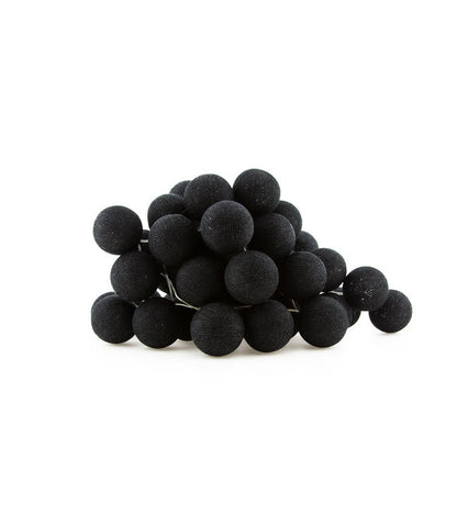 1 Set of 20 LED Black 5cm Cotton Ball Battery Powered String Lights Christmas Gift Home Wedding Party Bedroom V382-BLACKBALLBATT20