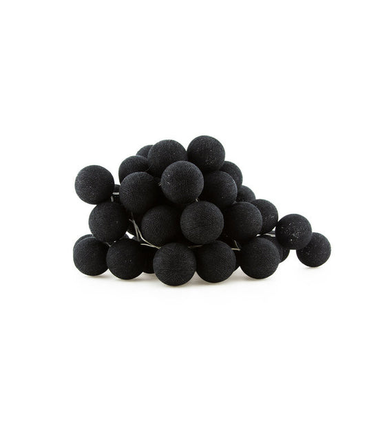 1 Set of 20 LED Black 5cm Cotton Ball Battery Powered String Lights Christmas Gift Home Wedding Party Bedroom V382-BLACKBALLBATT20