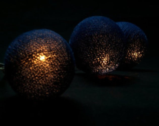 1 Set of 20 LED Black 5cm Cotton Ball Battery Powered String Lights Christmas Gift Home Wedding Party Bedroom V382-BLACKBALLBATT20