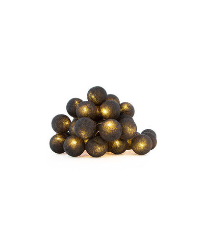 1 Set of 20 LED Black 5cm Cotton Ball Battery Powered String Lights Christmas Gift Home Wedding Party Bedroom V382-BLACKBALLBATT20
