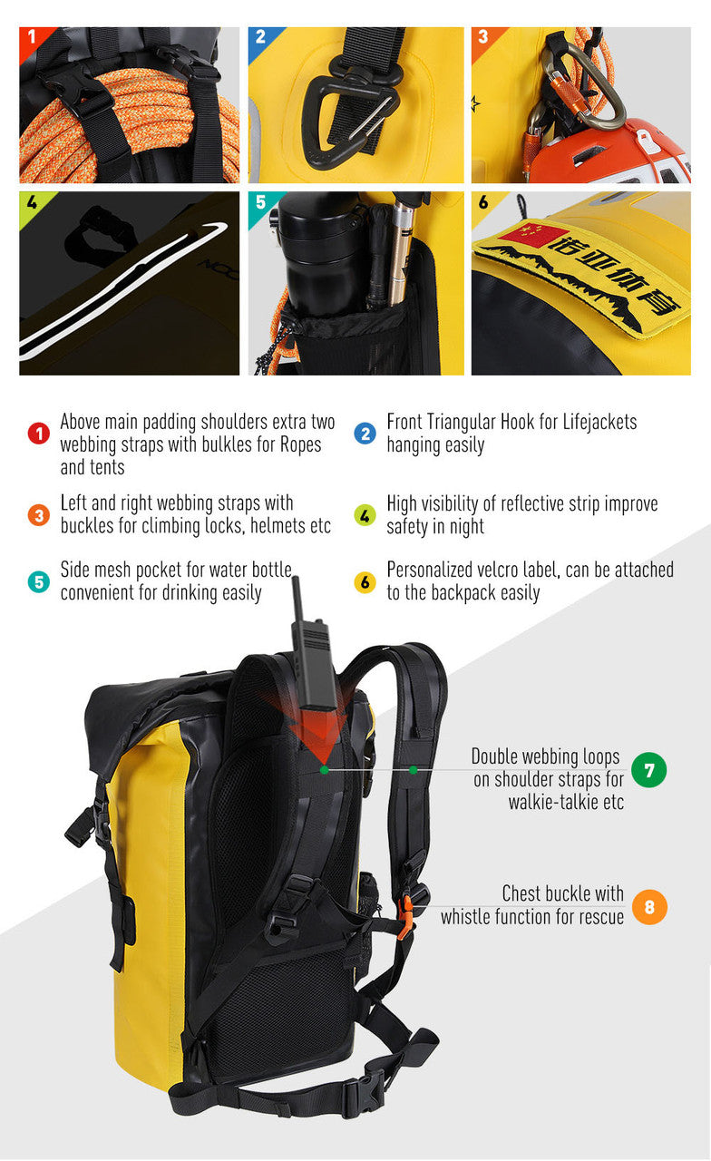 NOOYAH IPX8 Waterproof Bike Cycle Outdoor Sports Backpack Double-Layer Waterproof Bag V382-BLACKIPX8BKPKNOOY