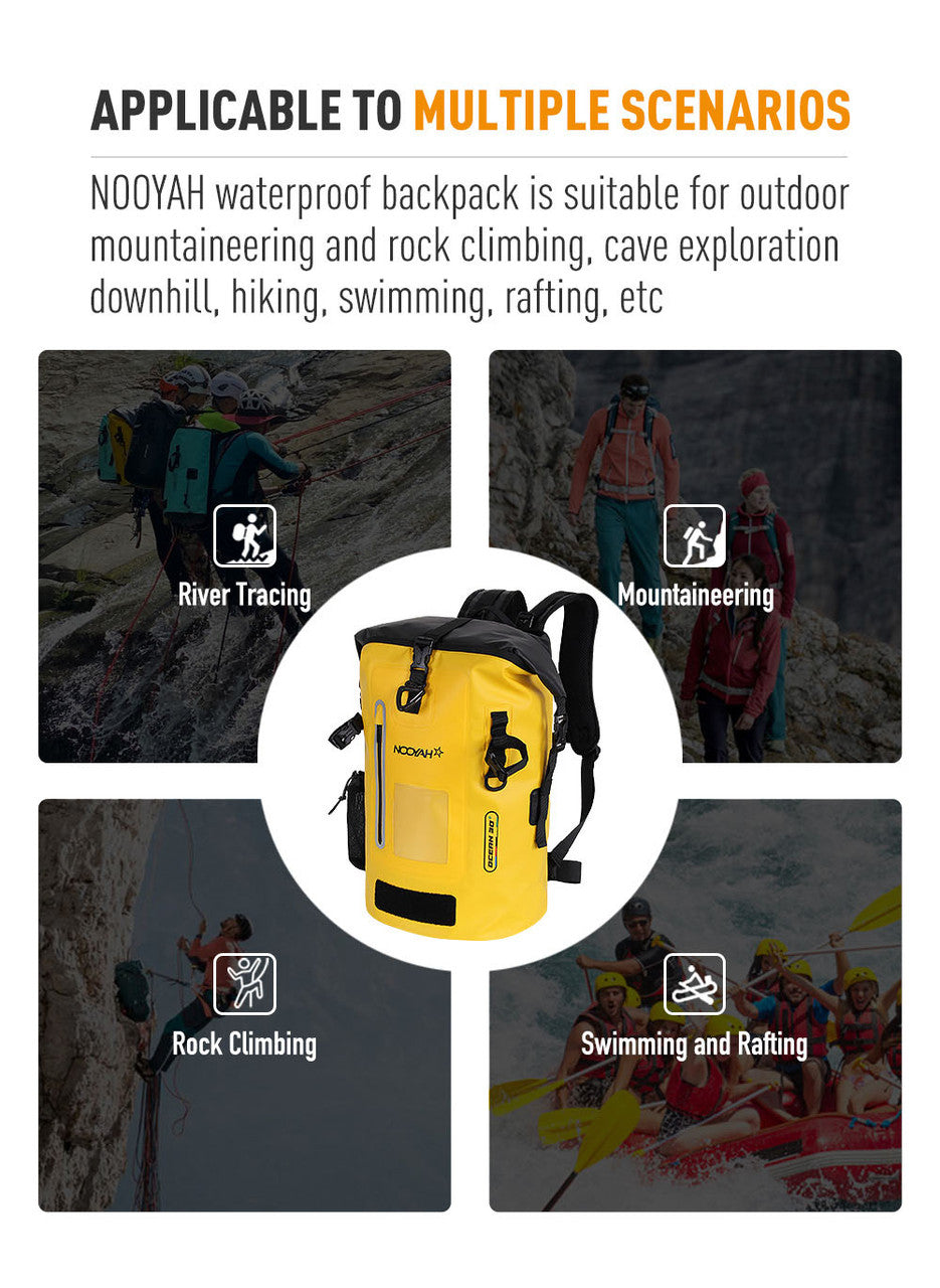 NOOYAH IPX8 Waterproof Bike Cycle Outdoor Sports Backpack Double-Layer Waterproof Bag V382-BLACKIPX8BKPKNOOY