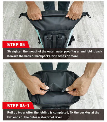 NOOYAH IPX8 Waterproof Bike Cycle Outdoor Sports Backpack Double-Layer Waterproof Bag V382-BLACKIPX8BKPKNOOY