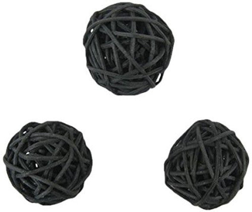 1 Set of Black 5cm Rattan Cane 50 Ball Battery Powered LONG 5m String Lights Christmas Gift Home Wedding V382-BLACKRATTBALLBATT50